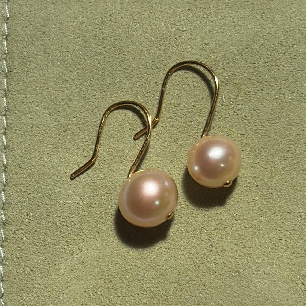 Aurelie Bidermann 14k Gold and Pinkish Pearl Drop Earrings